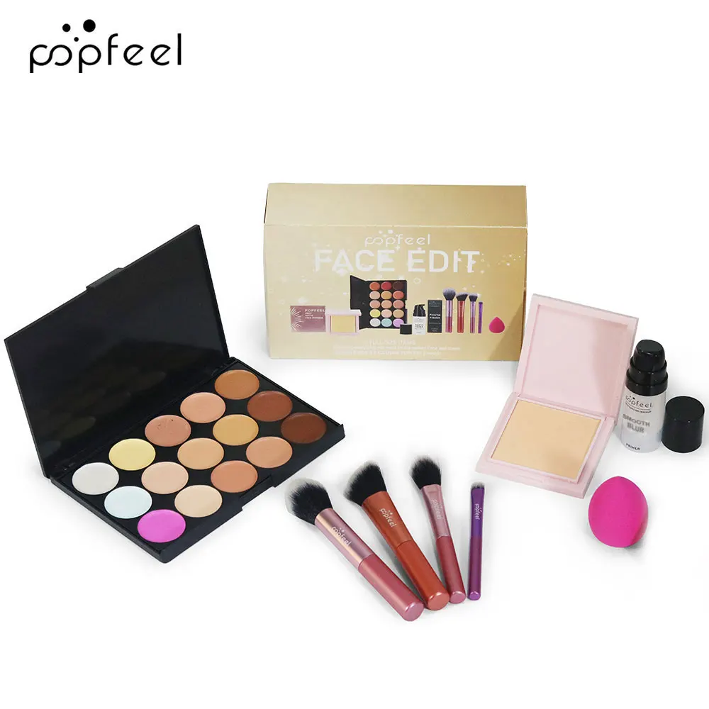POPFEEL Professional 8-Piece Face Makeup Set-Complete Face Cosmetic Kit with Concealer Palette, Priming Lotion，Setting powder,