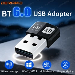 Wireless USB Bluetooth 6.0 Adapter - Mini Dongle with Driver - Free Plug & Play for Enhanced Audio Connectivity (BT6.0)