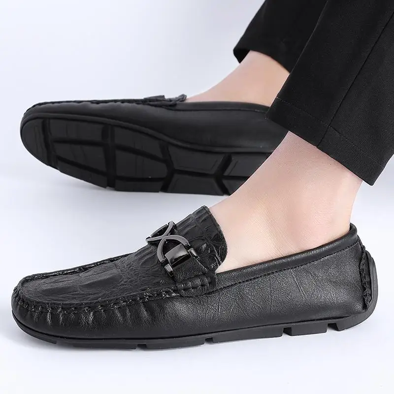 

All-Matching Gommino Tassel Loafers Men's Genuine Leather Soft Bottom Gommino Casual All-Matching Lazybones' Shoes Slip-on