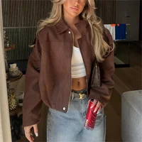 KONDALA Casual Soft Martini Green Bomber Jackets Women Long Lantern Sleeve Oversized Autumn Winter Coats Fashion 2025 Outwears - Image 5