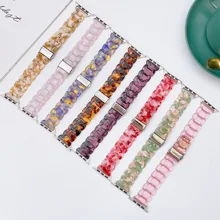 

Resin strap for Apple Watch 7 6 5 4 SE 45mm 44mm 40mm for iwatch series 3 38mm 42mm colourful resin metal stainless steel strap