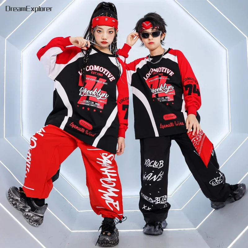 Jungen Hip Hop Streetwear Mädchen K-pop Weste Kontrast Sweatshirt Cargo Hosen Kinder Street Dance Kleidung Sets Kinder Jazz Kostüme