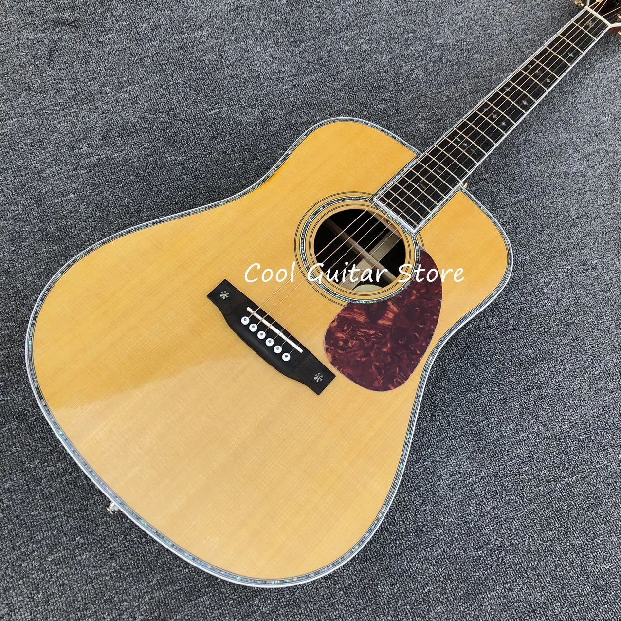 

All Real Abalone D Style Acoustic Guitar,Solid Spruce Top Ebony Fingerboard, OEM Custom Guitar,Free Shipping, 41 Inches
