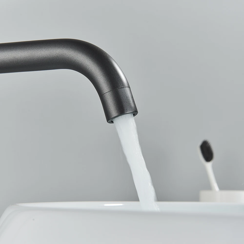 Bathroom Basin Faucet Brass Deck Mounted Hot and Cold Water Mixer Tap Crane For Vessel Sink