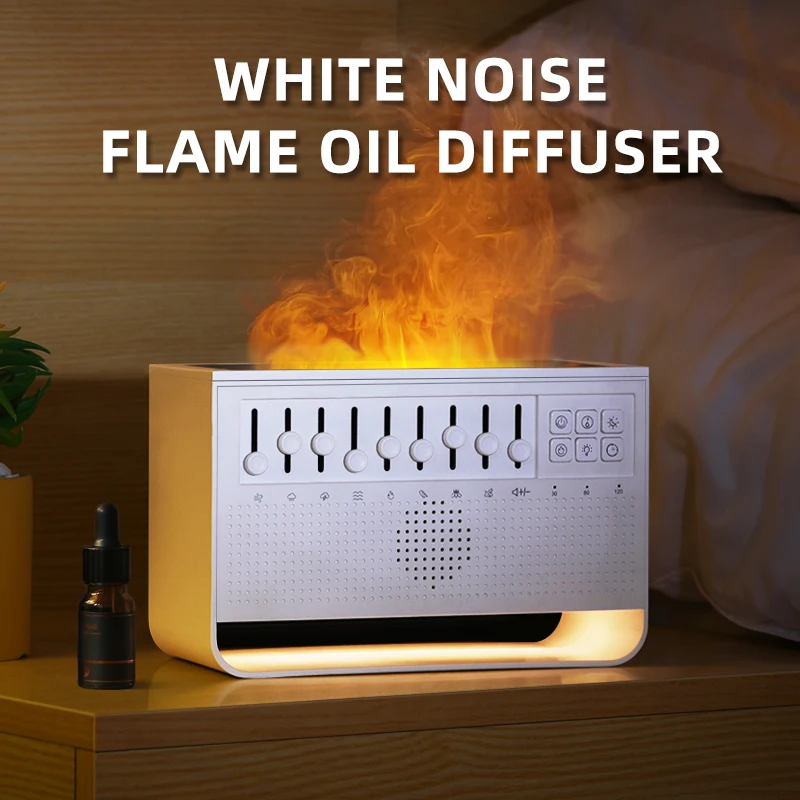 White Noise Flame Aromatherapy Humidifier Bluetooth Ultrasonic ...