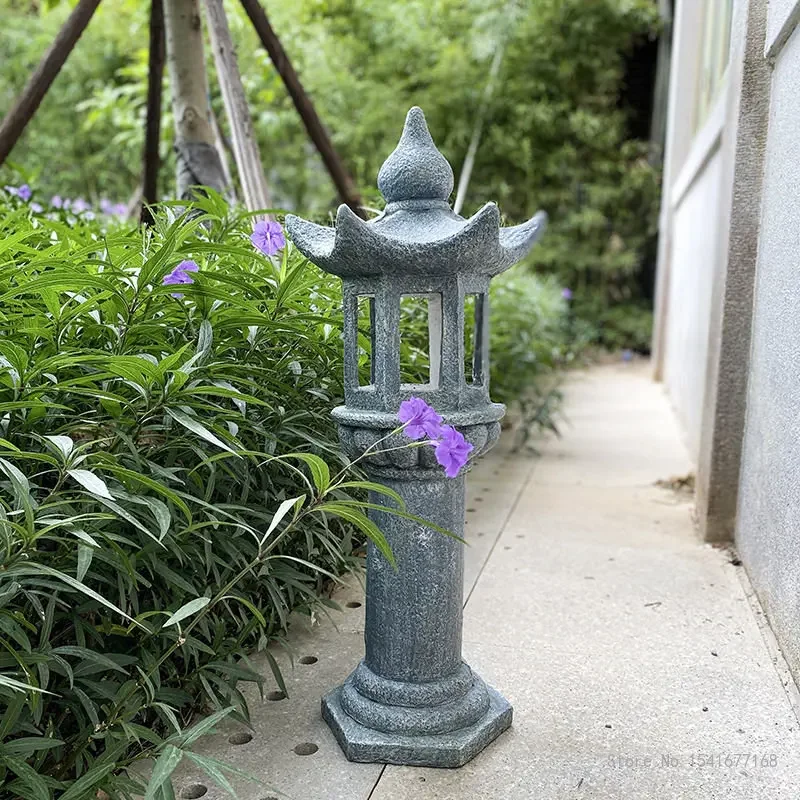 Japanese Ceramic Imitation Stone Lamp, Imitation Marble, Red Clay, Decoration Products, Courtyard Home Decoration 1Pc