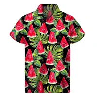 3d Printed Tropical Watermelon Graphic Hawaiian Shirts for me Summer Short Sleeves Button up Shirts Men Clothes Lapel Blouse 1