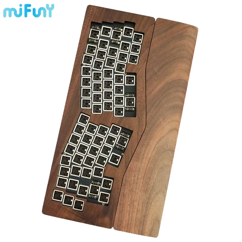 Mifuny GX67 Alice Mechanical Keyboard 67 Keys Walnut Wood Keyboards Kit Wired Type-C RGB Backlit Hot Swap Office Gaming Teclado