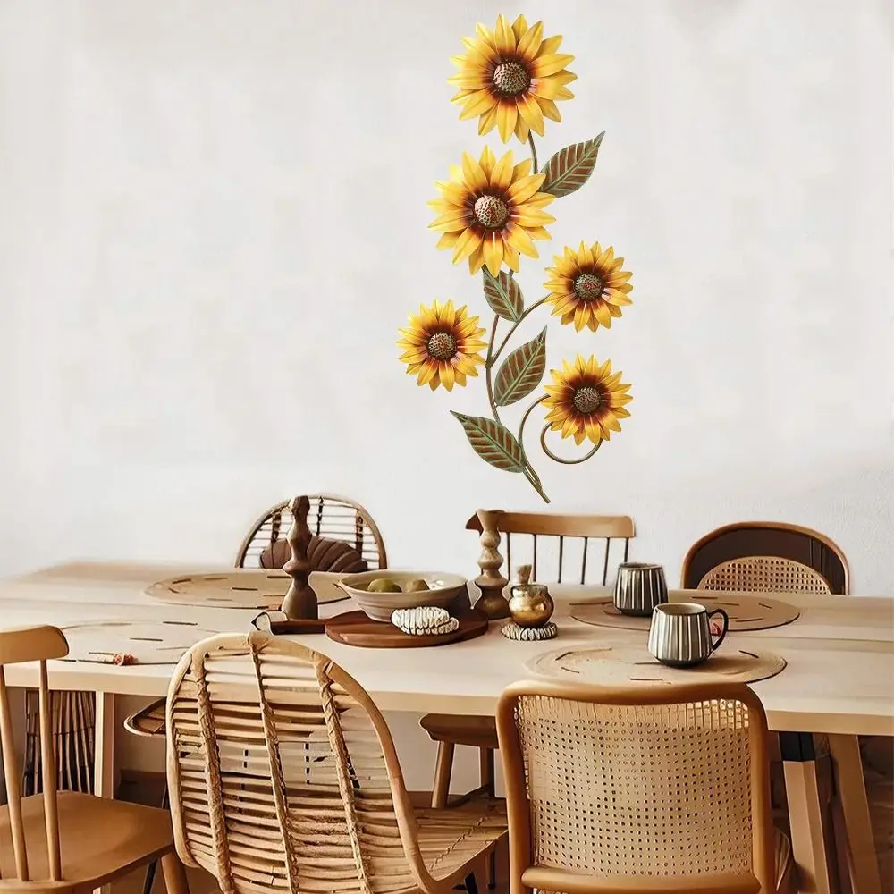 Description Picture 5 of itemGarden Decor Metal Sunflower Wall Decoration Creative Exquisite Flower Wall Hanging Simulated Art Background Pendant Door