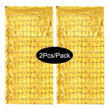 2Pcs Birthday Party Decorations Glitter Curtain 2m Length Shimmer Wall Backdrop Wedding Decoration Backdrops Curtain Sequin Wall