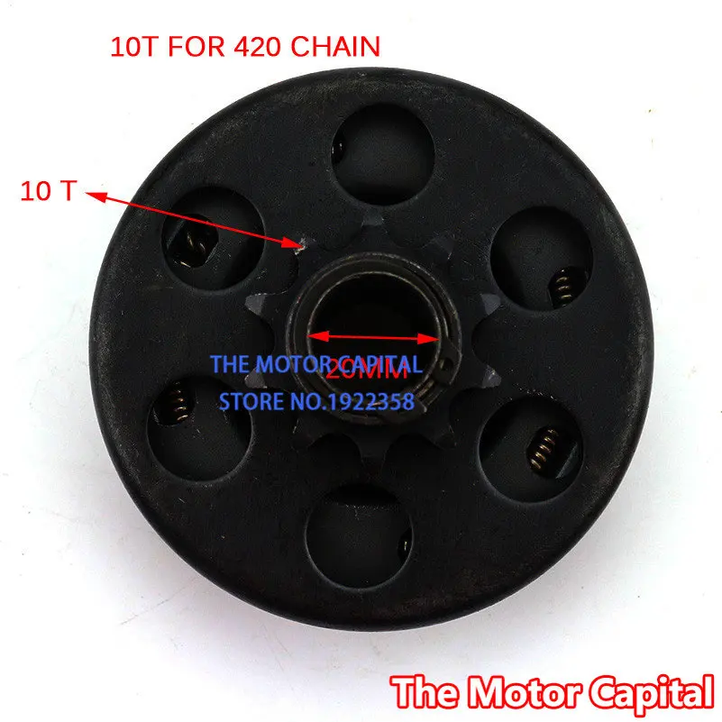 Motorcycle Centrifugal Clutch 10T 420 20mm Chain for Go Kart Mini Bike Motorbike Parts