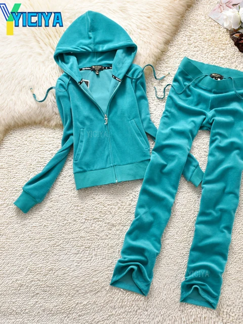 YICIYA TRACKSUIT hoodies Velvet Zipper Sweatshirt And Pants Winter women velour Pant Suit Hoodies Zipper Rhinestone velour suits GREEN SET