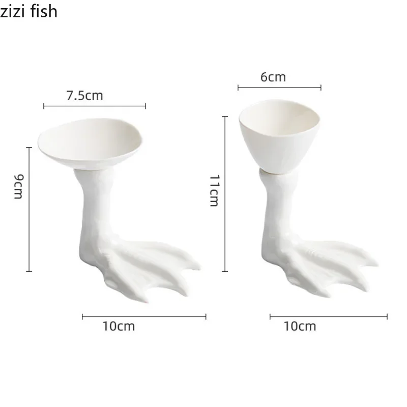 Creative High Foot Ceramic Goose Feet Dim Sum Plate Restaurant Dessert Sushi Molecular Cuisine Tableware
