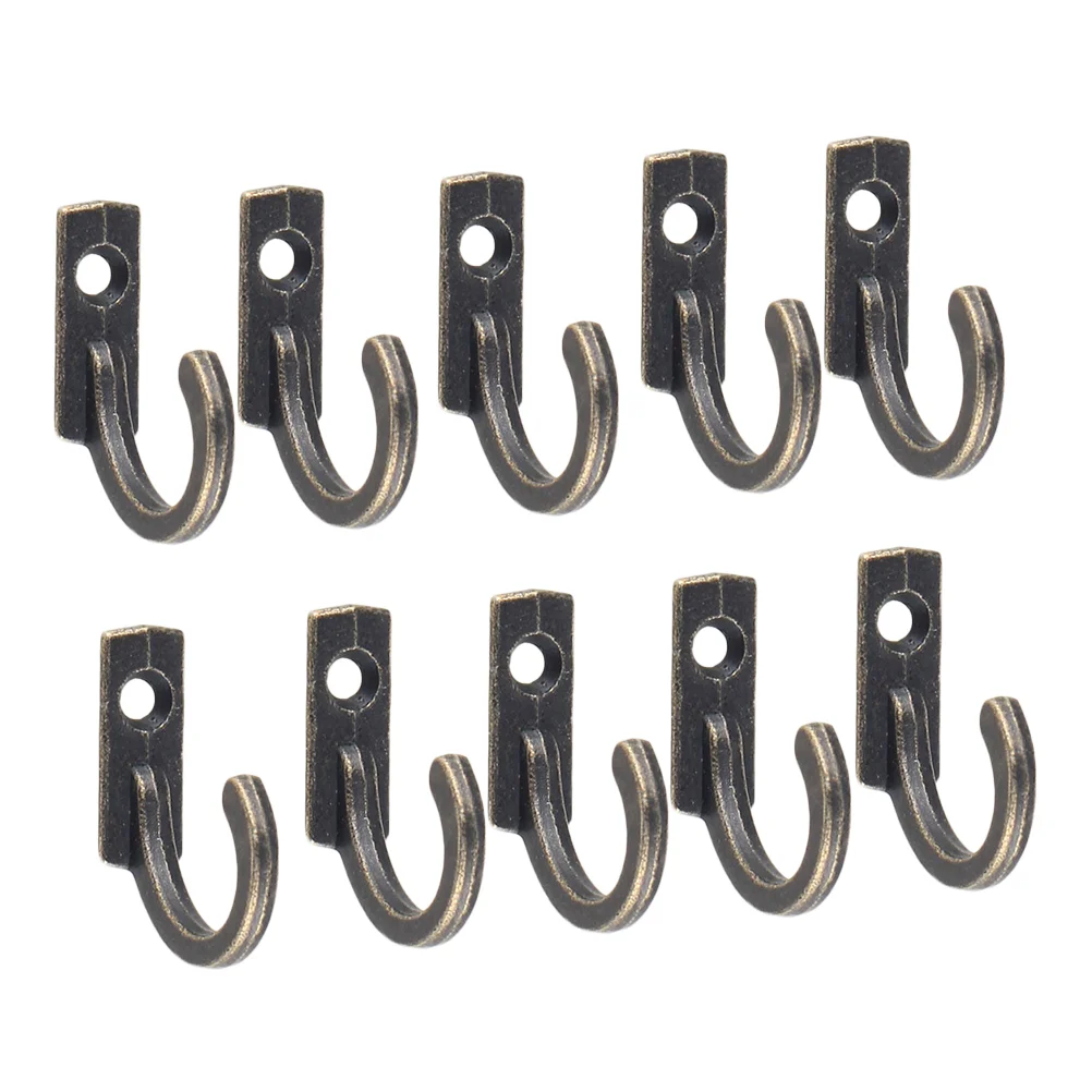

10PCS Single Prong Hook Mini Size Wall Mounted Retro Cloth Hanger for Coats Hats Towels Keys(Bronze)