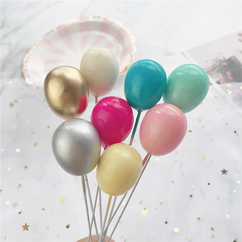 6Pcs Golden Silver Color Balloon Collection Cake Topper for Party Decoration Dessert Birthday Wedding Cake, Party Decorations, Cake Topper, Cake Decorations, Cake Toppers