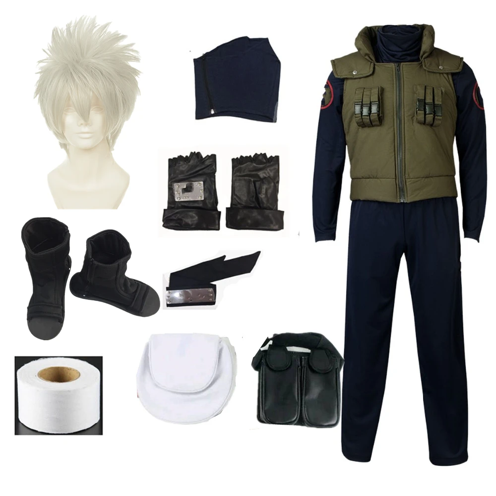 

Женская Аниме шляпа AkeKakashi косплей костюм одежда перчатки Hedband парик сапоги сумки пропеллер нашивка под глаза Индивидуальный размер