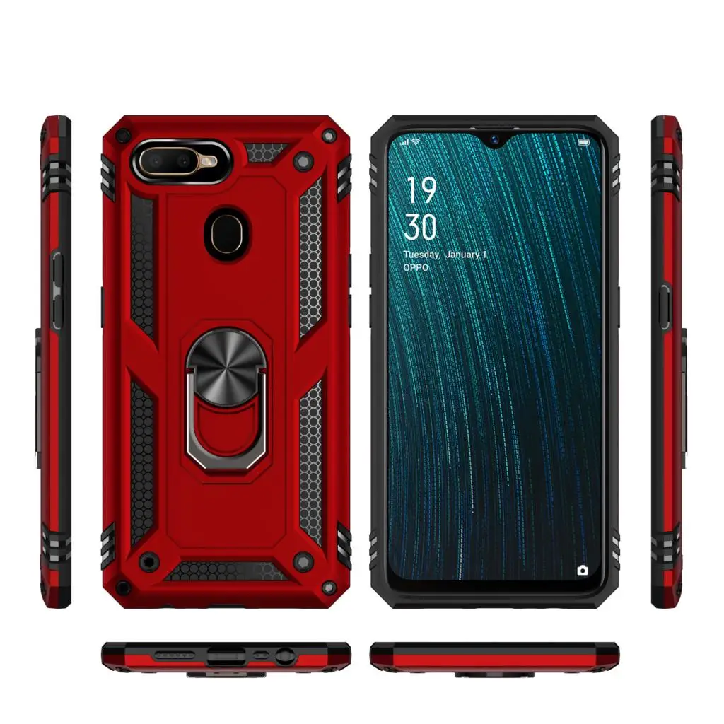 Luxury Shockproof Car Holder Ring Magnet Case - Rugged Armor Hybrid Protector Cover