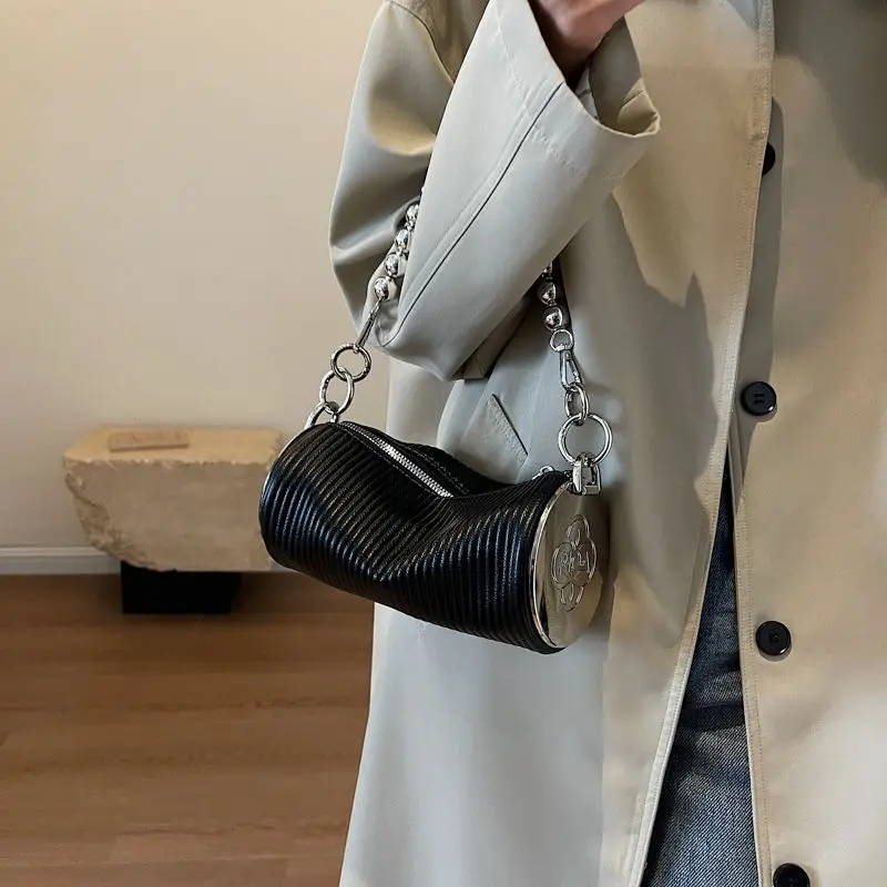 

Роскошная дизайнерская винтажная Корейская сумка для подмышек, новинка 2023, популярная женская сумка через плечо с цепочкой, женская сумка