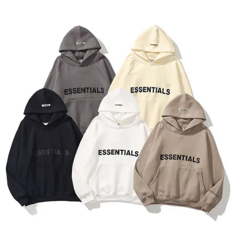 

Essentials Men's Oversized Hoodie High Quality Reflective Letters Print Fleece Women's Loose Hoodie Hip Hop Street Sweatshirt