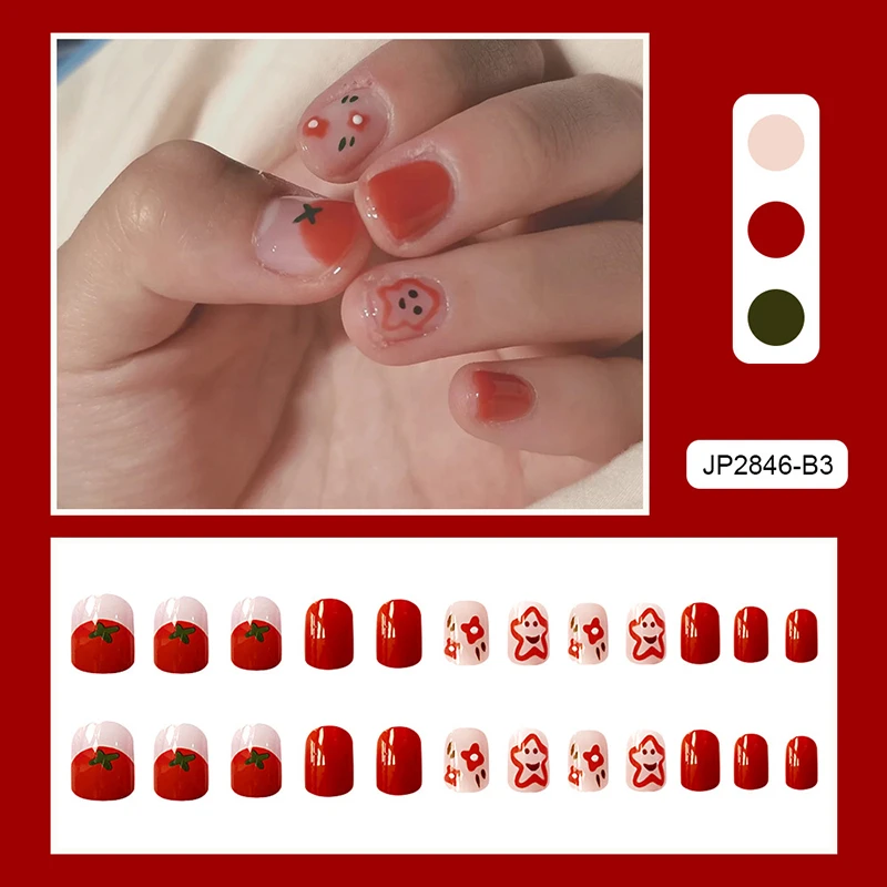 Red Ballet Nails Short Paragraph Fake Nail Patch Starfishes & Floral  Finished Nail Piece 24pcs Jelly Gel Type Best Gifts Nail - False Nails -  AliExpress