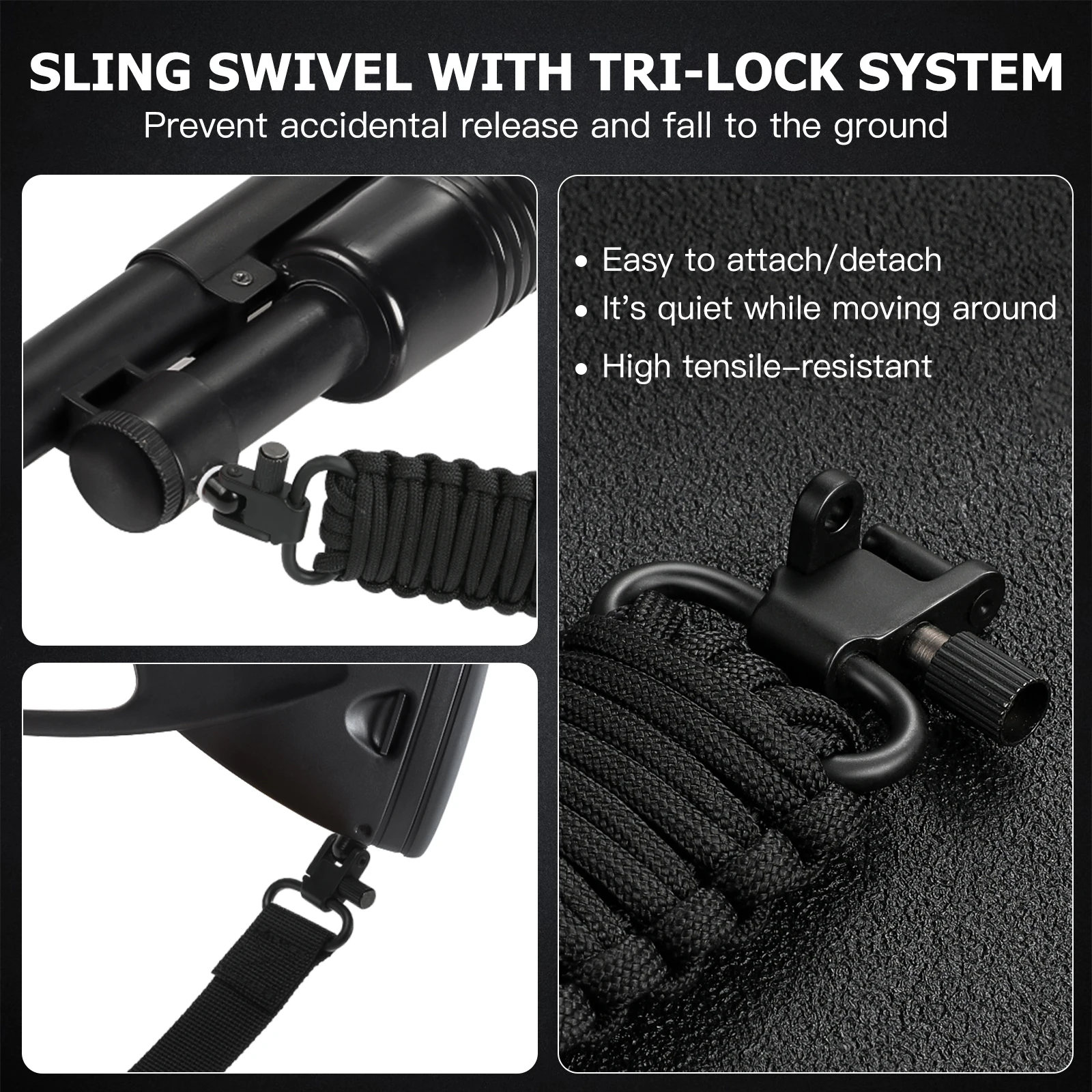 Tactical Dual Point Nylon Sling Rotating Two-Point Rope Sling Anti Slip Length Adjustable