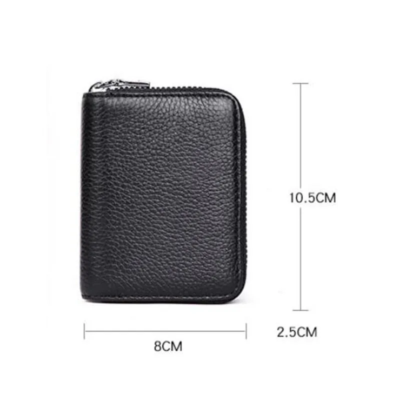 Cowhide Organ Card Case RFID Anti-theft Lady Card Holder Purse Men Card Case Multifunctional Zipper Small Short Wallet 5