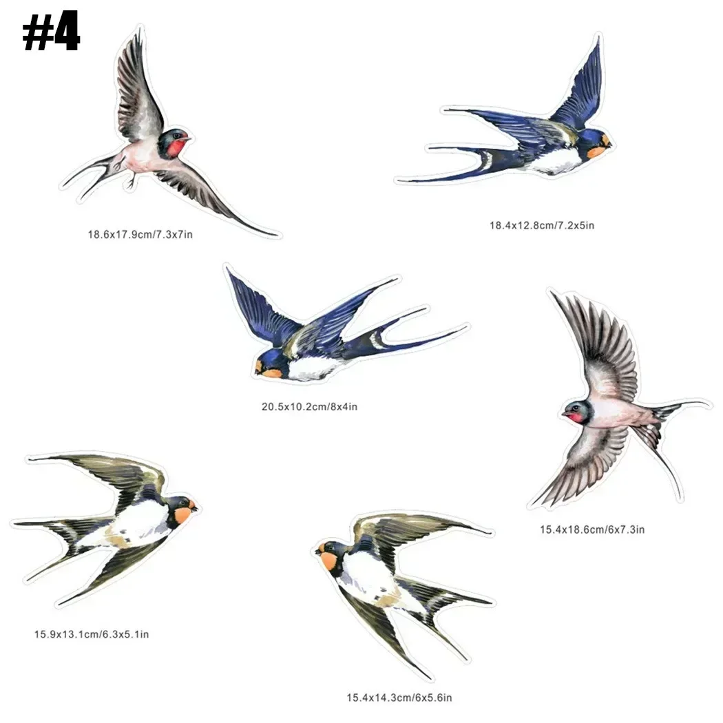 6Pc/Set Bird Anti-collision Warning Stickers Electrostatic Glass Film Bird Sticker PVC Film Window Home Glass Decorative
