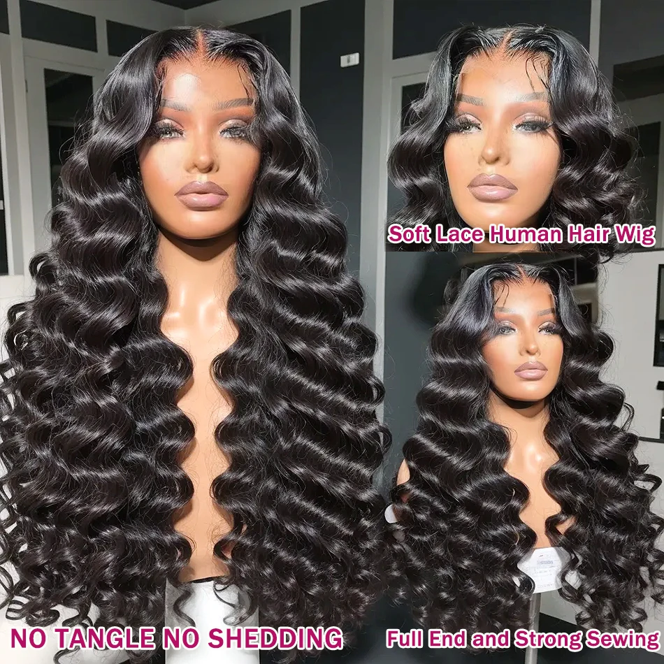 Loose Nature Deep Wave 13x6 HD Frontal Wig For Women Brazilian Lace Frontal Human Hair Wigs Wavy Lace Front Wig PrePlucked 220% human hair wig
