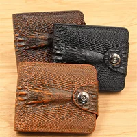 Mens Wallet Leather Genuine Short Purse Billetera Hombre Men Wallets Vintage Style Hombre Crocodile Alligato Portemonne 1