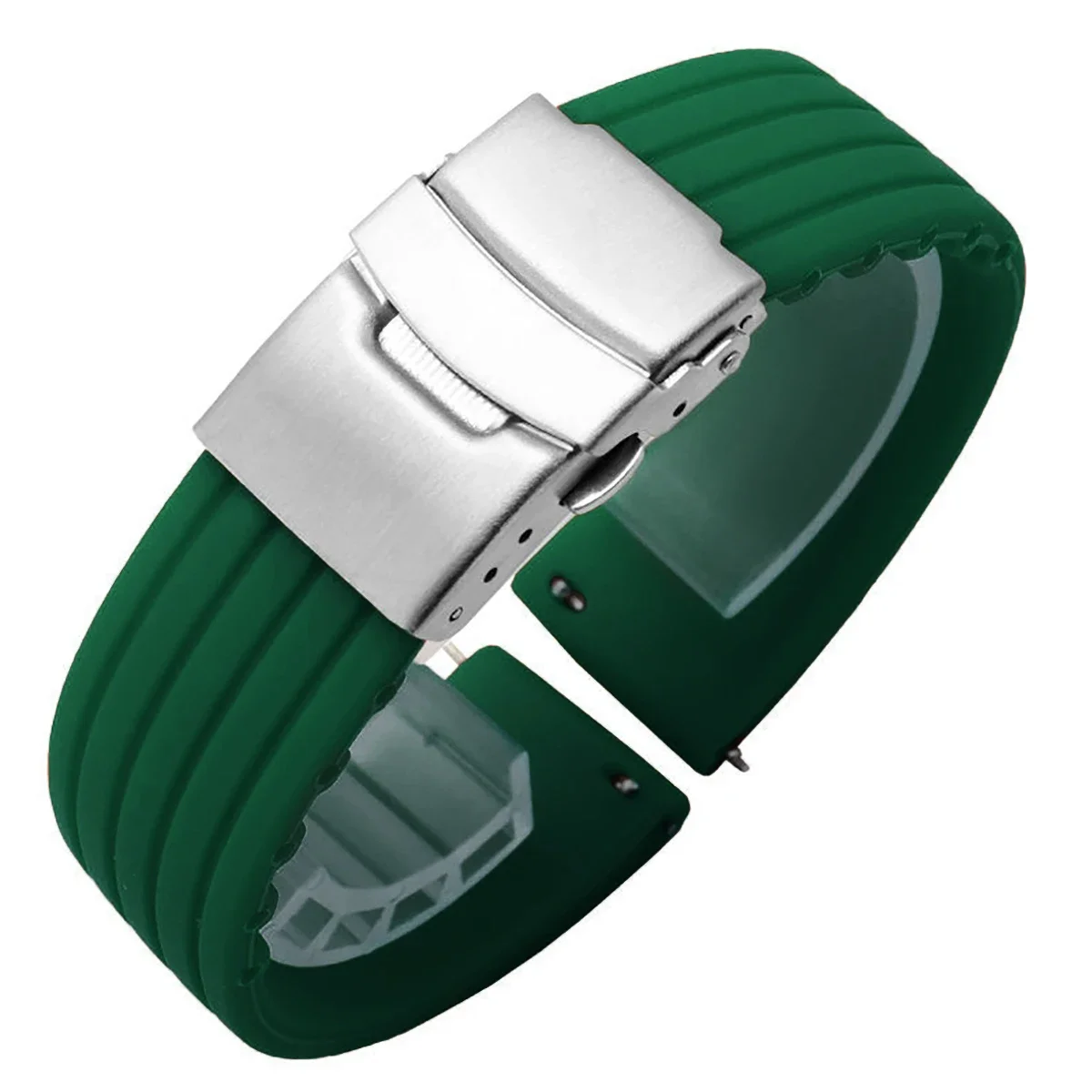 Premium Rubber Silicone Sport Strap - Quick Release Adjustable Watchband Bracelet