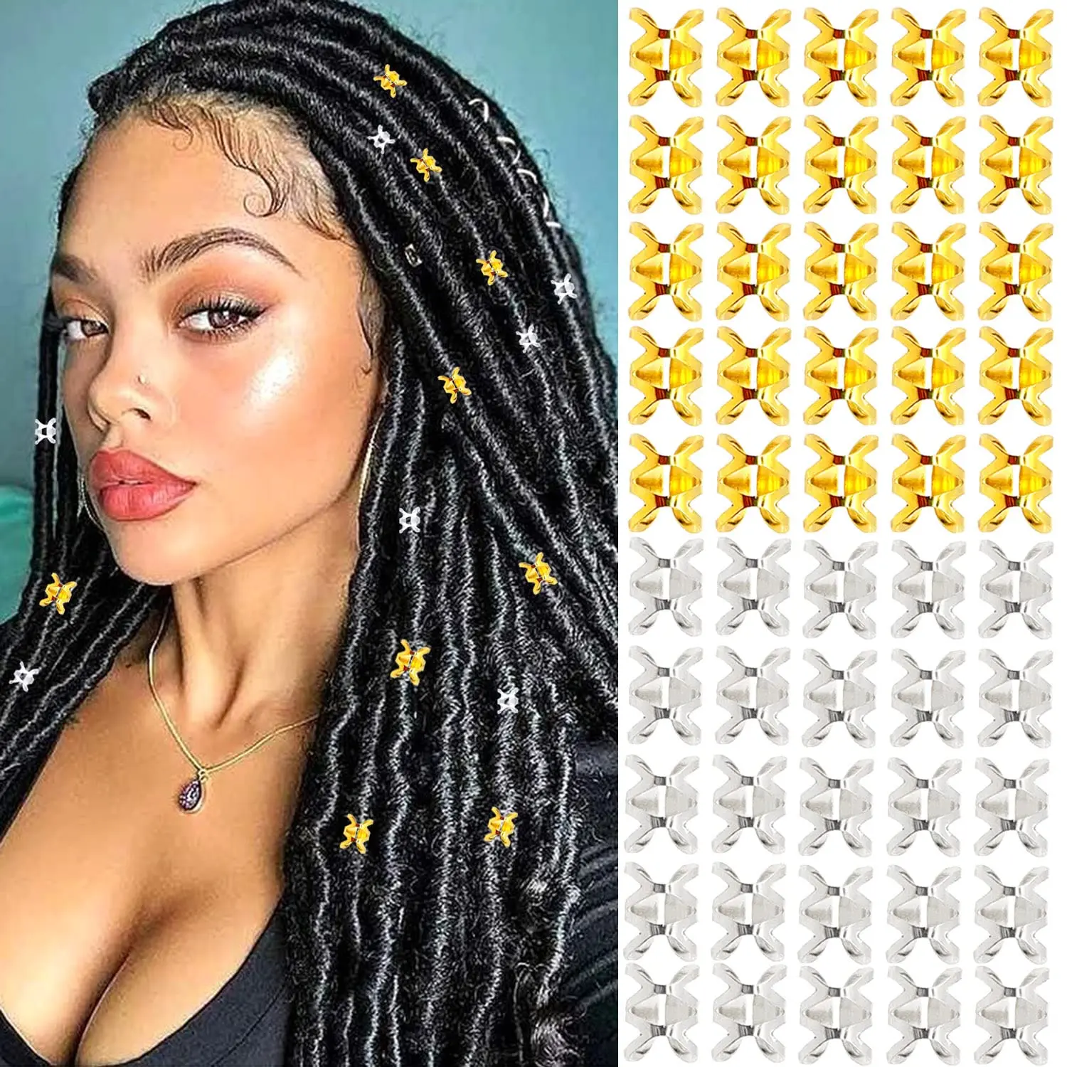 Hair Beads For Kids Box Braids Hair Accessories Dreadlock Cuffs Silver  Golden Hair Clips Adjustable Hair Extension Beads 50pcs - Links, Rings &  Tubes - AliExpress