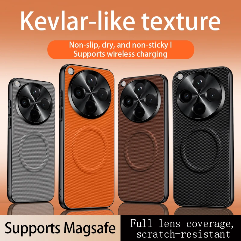 Magnetic Shockproof Matte Leather Case with Metal Lens Frame and Bumper Protection