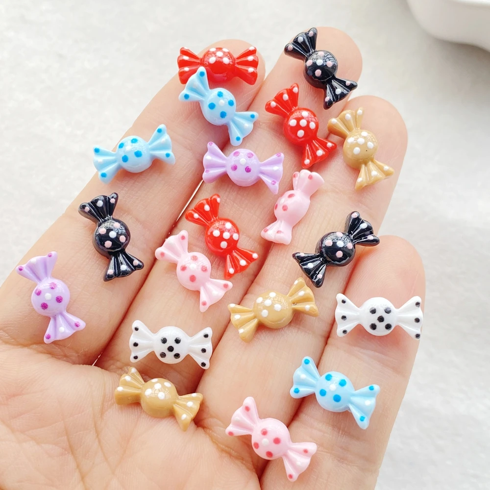 30 pièces mignon Mini dessin animé bonbons série dos plat strass perle Scrapbook bricolage manucure Appliques accessoires artisanat