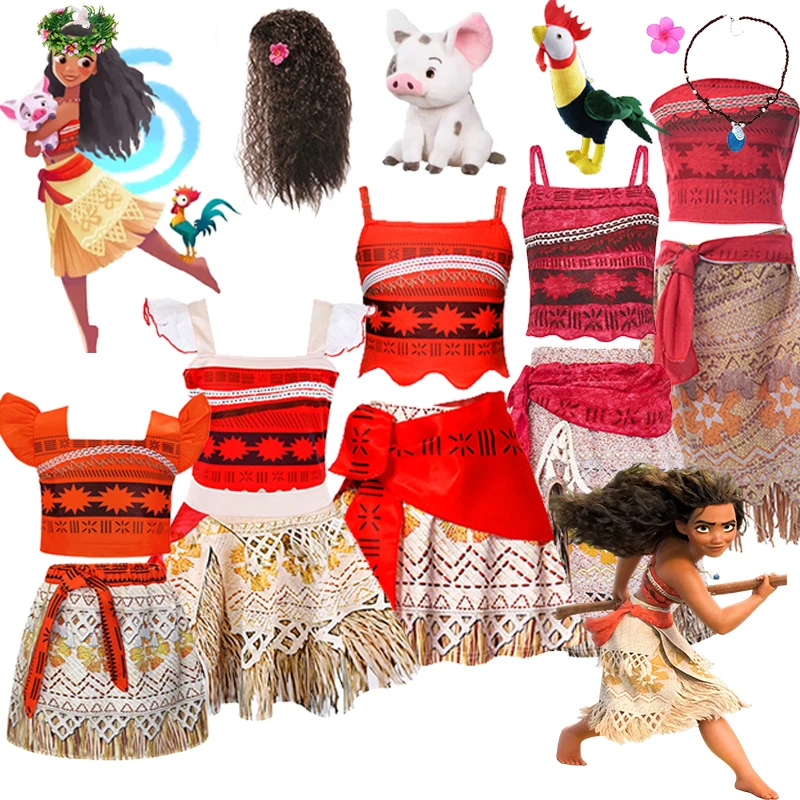 Girls Dress Princess Costume Kids Clothes Vaiana Disney Moana 2 Cosplay