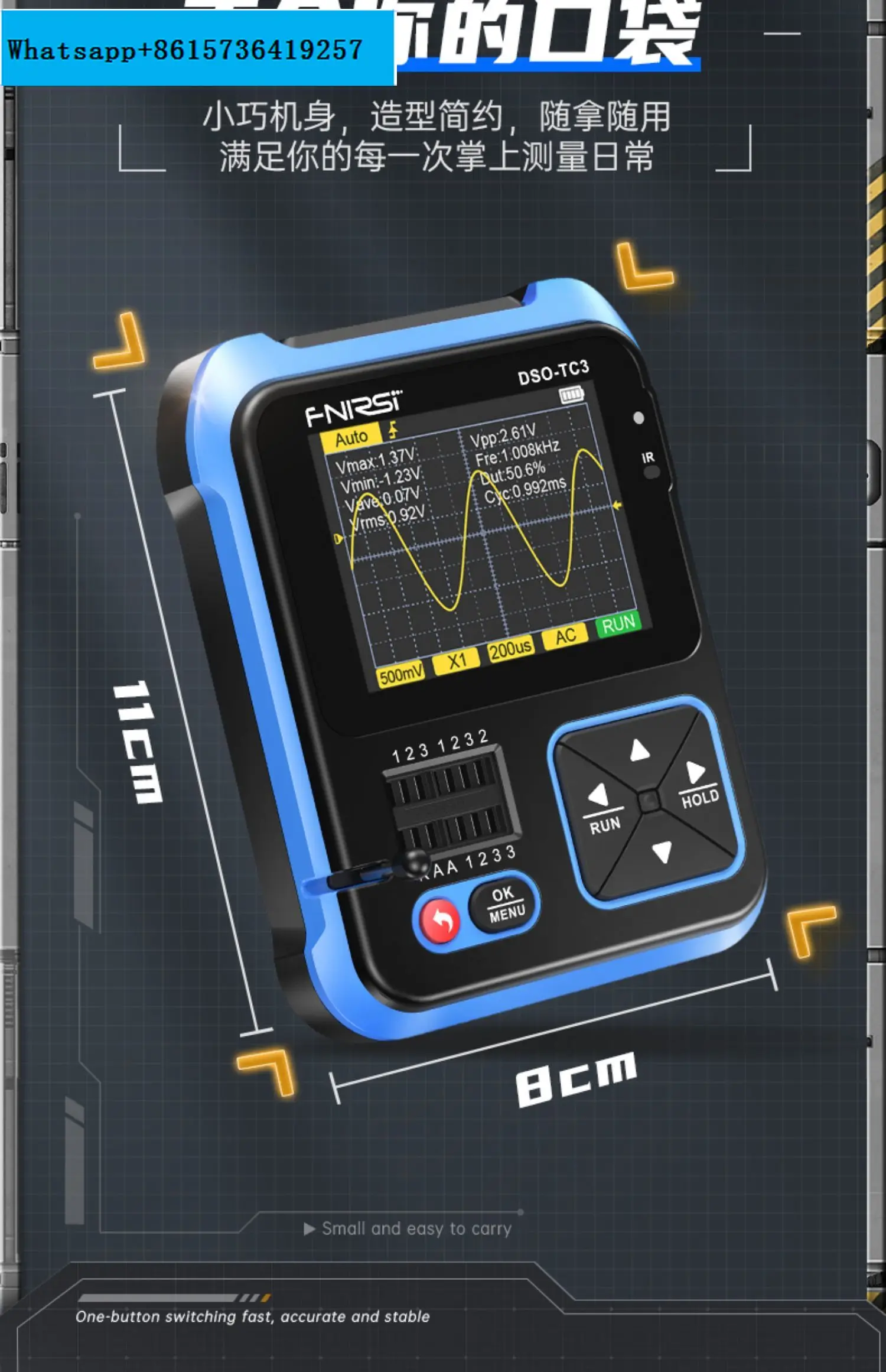 Tre In Uno Oscilloscopio Multifunzionale Dso-Tc3 Generatore Di Segnale Di Rilevamento Transistor Portatile Piccolo