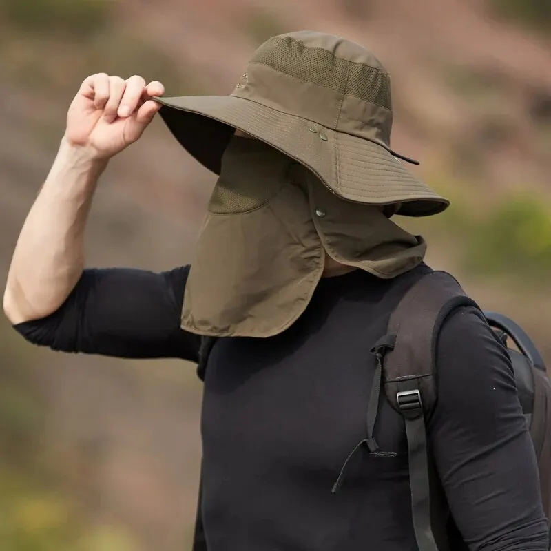 Fisherman Hat Nylon 9073 Summer Outdoor Quick Drying Sunscreen Breathable Sunshade Face Covering Hat Male Female