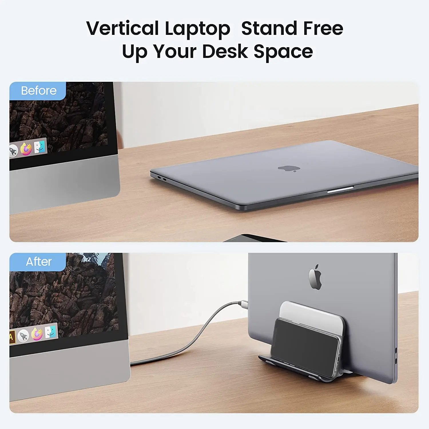 ORICO Aluminum Vertical Laptop Stand Gravity Locking Holder Desktop Notebook Stand Tablet Stand for MacBook Pro Dell Tablet Hold