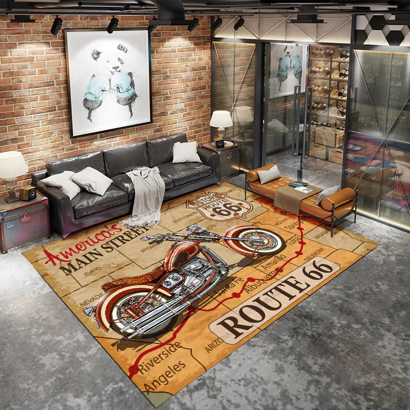 Punk Style Rug American Industrial Wind Lounge Rug Home Non-slip Mat Large Area Living ...