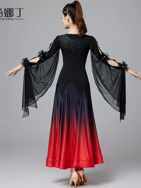 Abito Da Ballo Standard Donna Professionale - Tango, Valzer, Danza Moderna, Tessuto Morbido Per Competizioni E Feste
