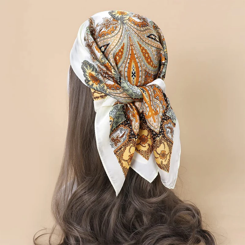 Luxury Silk Head Scarf - Soft Summer Foulard Bandana for Women