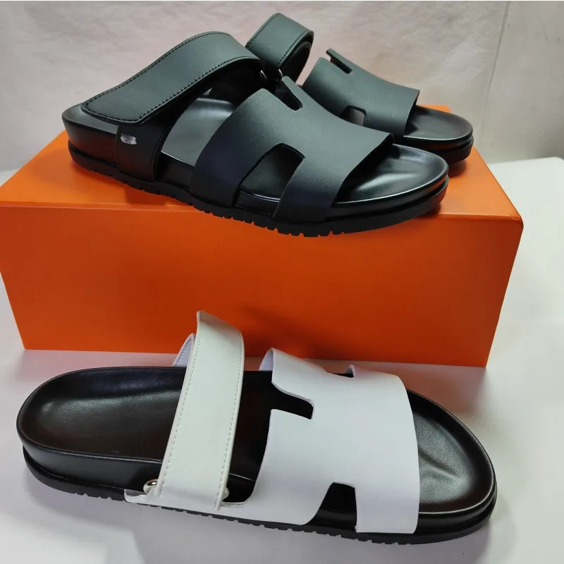 

summer sliders sandale shoes casual woman outside slipper beach real leather 10A box