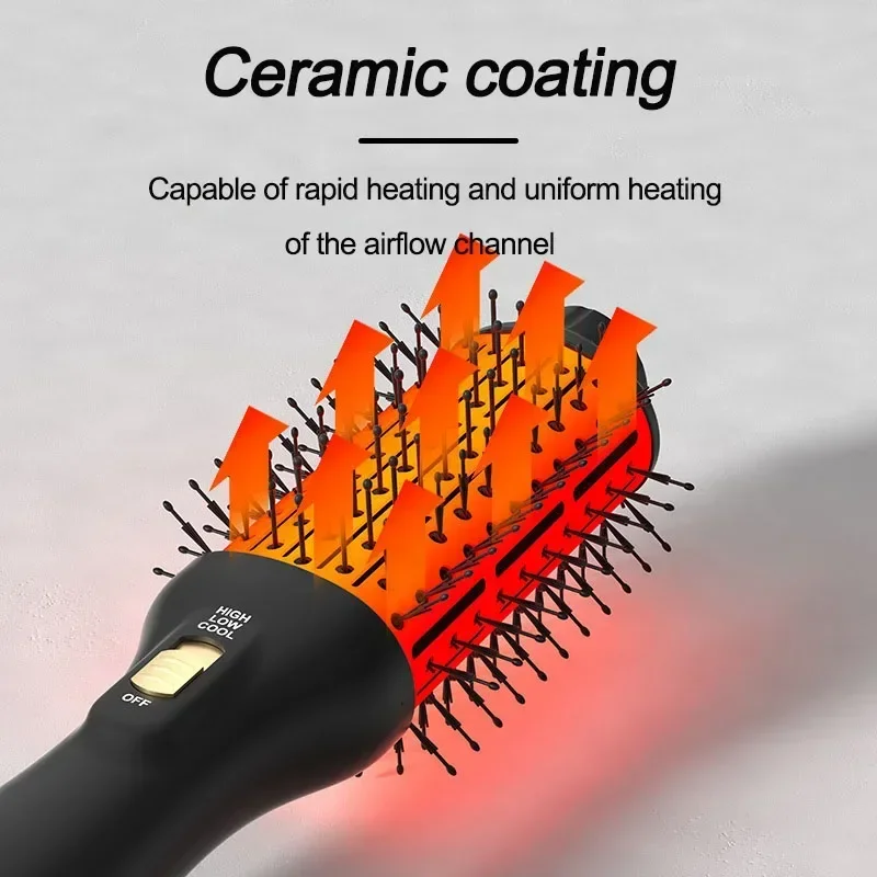 2025 New Black Gold Hot Air Comb Multi functional Roll Straight Dual purpose Roll Comb Anti frizz Negative Ion Hair Dryer Brush 2