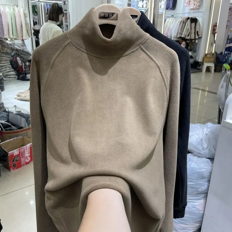 

American New Simple Solid Color High Neck Sweater for Women INS Autumn and Winter Casual Bottom Shirt for Girls Clothing Top