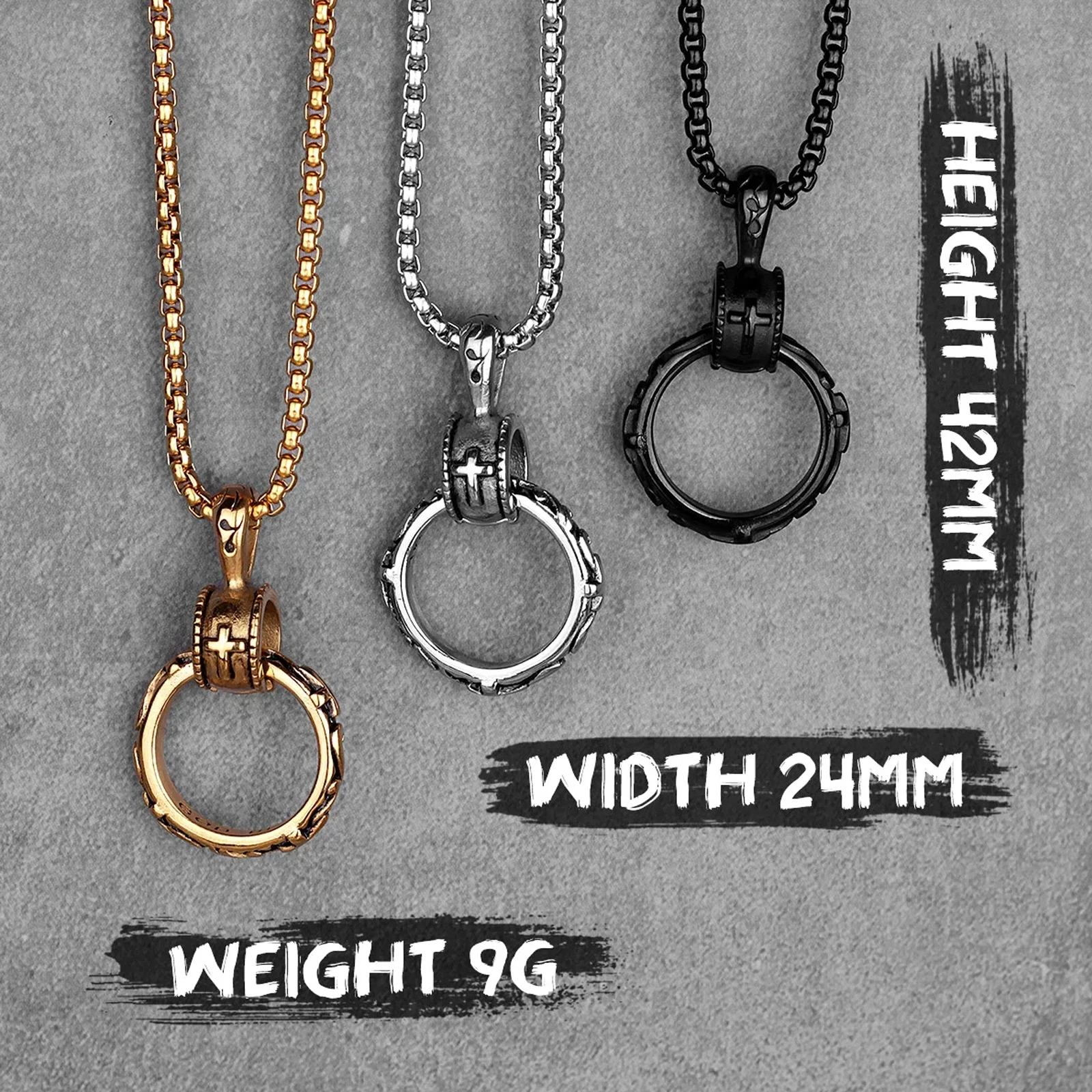 Cross Ring Mens Necklaces Pendants Chain Hip Hop for Boy Male Stainless Steel Jewelry Creativity Gift Wholesale