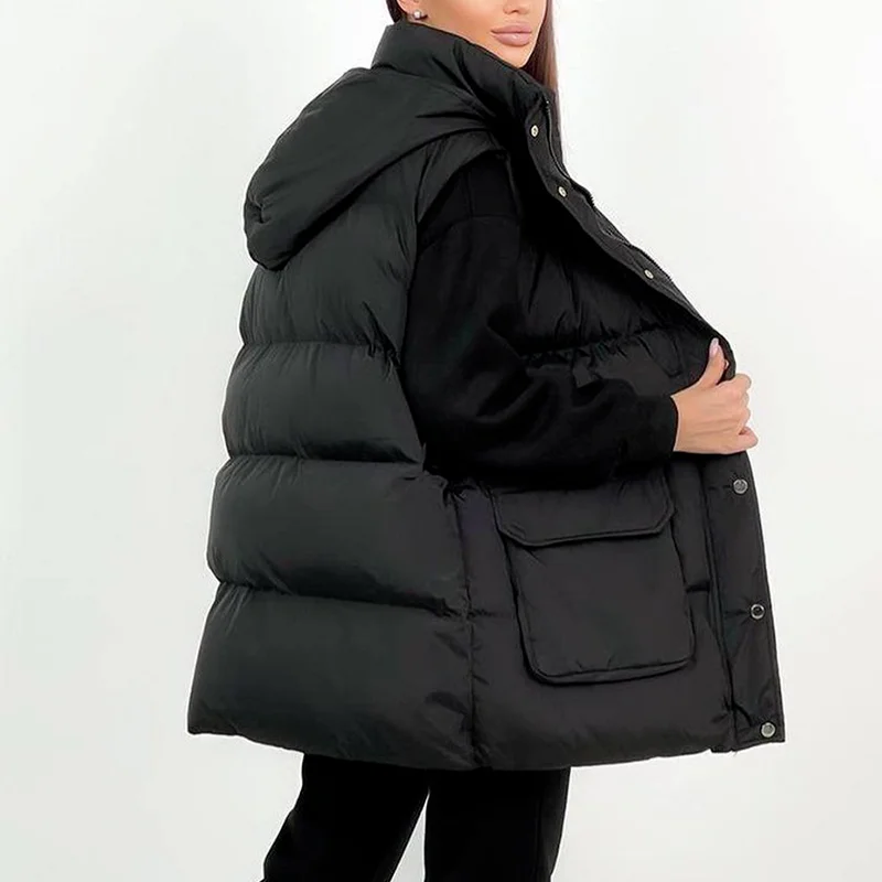 Long Vest Cotton Jacket 2023 Winter Temperament Fashion Casual Big Pockets Warmth Thick Cotton Jacket Women Jackets for Women