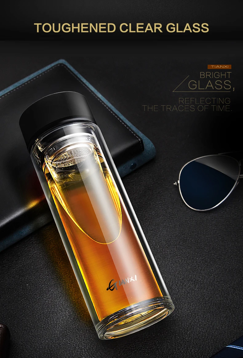 Description Picture 2 of itemWater Bottle With Tea-strainer Double-layer Glass Water Cup Heat-resistant Glass Bottle Kitchen Accessories Portable Tea Cup