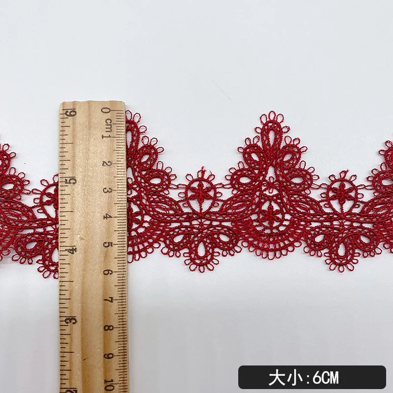 1Yard Beige Sky Blue Red Lace Fabric 6cm Guipure Green Embroidery Ribbon Collar Gold Trim Sewing Applique Pink Dress LP46