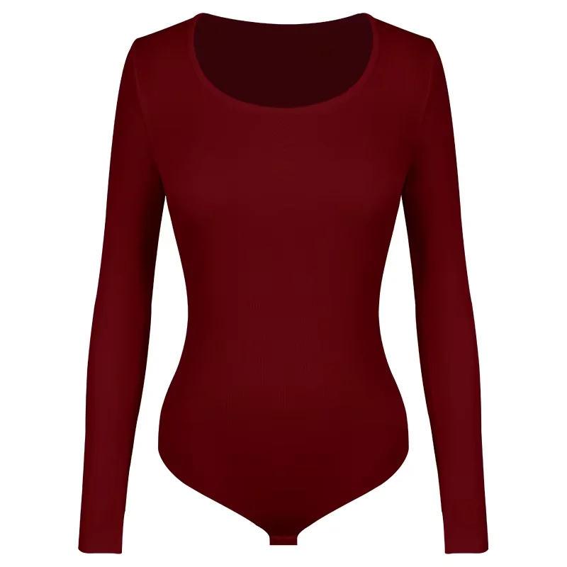 Women's Thermal Underwear Tops Deep U Collar Long Sleeve Bodysuits Soft Keep Warm Cold Weather Compression Bottoming Shirts