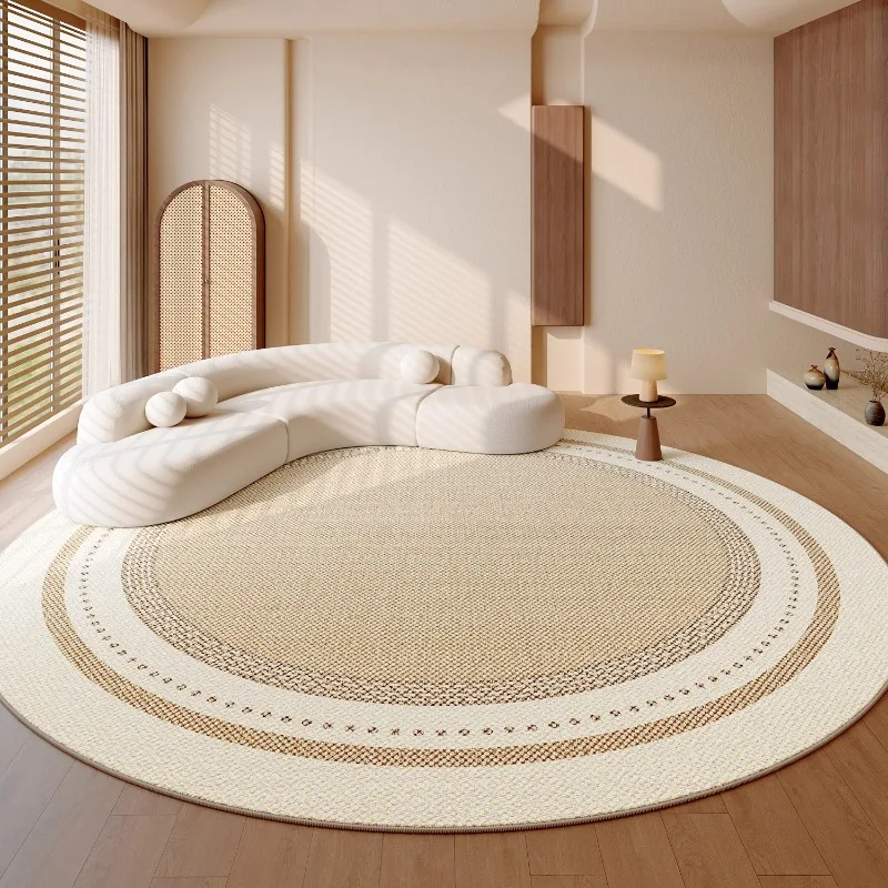 Beige Living Room Carpet Large Area Cream Style Round Bedroom Rug Modern Fashion Home Decoration Coffee Table Sofa Mats Alfombra