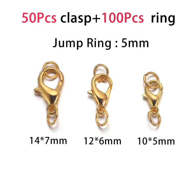 50Pcs Lobster Clasps Hooks with 100Pcs Jump Rings End Clasps Bracelet Necklace Connectors for DIY Jewelry Making Supplies - Image 2